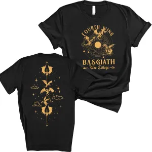 Fourth Wing Shirt - Vintage Basgiath War College 2 Sided Shirt, Dragon Rider Fourth Wing Bookish Shirt