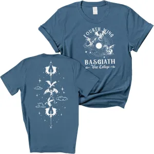 Fourth Wing Shirt - Vintage Basgiath War College 2 Sided Shirt, Dragon Rider Fourth Wing Bookish Shirt