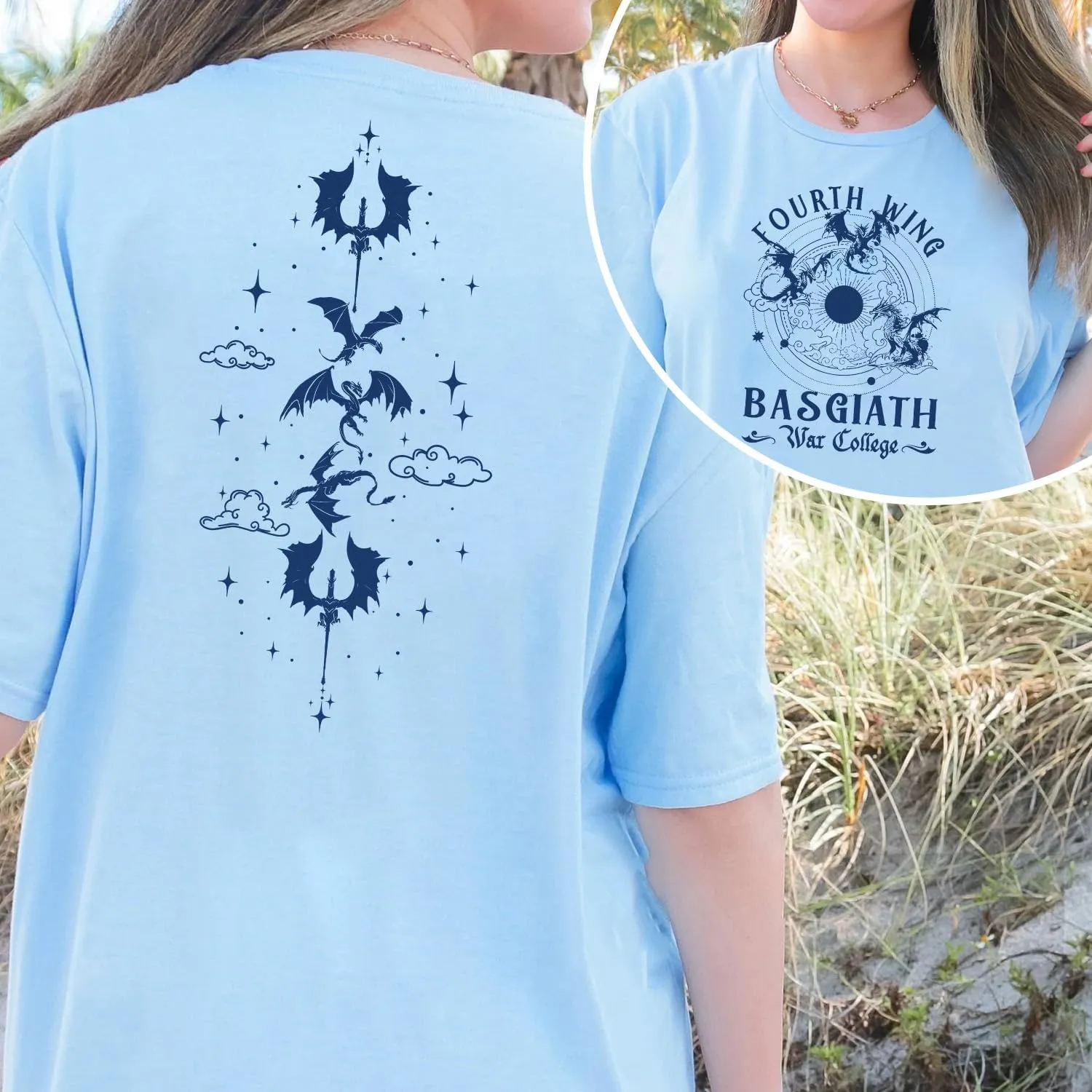 Fourth Wing Shirt - Vintage Basgiath War College 2 Sided Shirt, Dragon Rider Fourth Wing Bookish Shirt