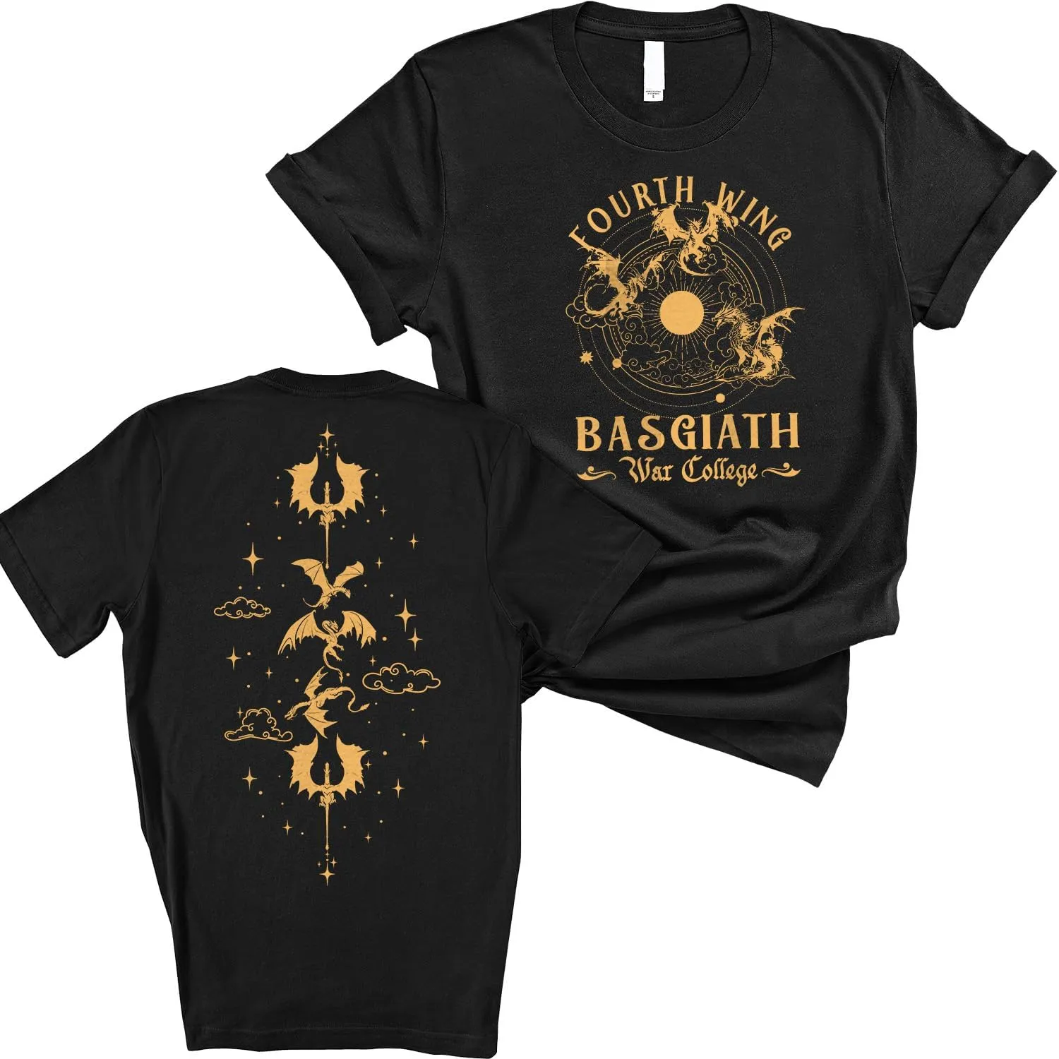 Fourth Wing Shirt - Vintage Basgiath War College 2 Sided Shirt, Dragon Rider Fourth Wing Bookish Shirt