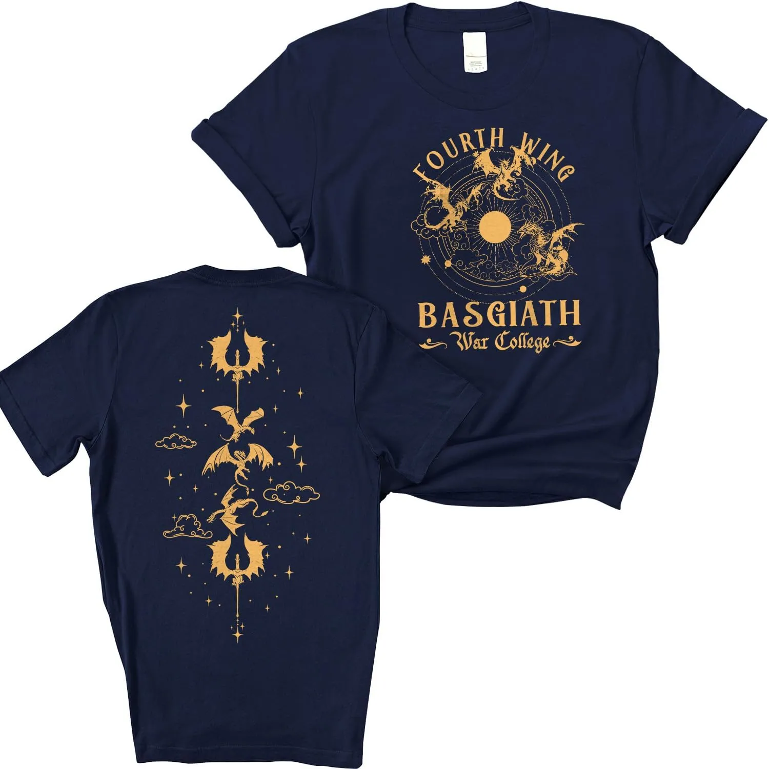 Fourth Wing Shirt - Vintage Basgiath War College 2 Sided Shirt, Dragon Rider Fourth Wing Bookish Shirt