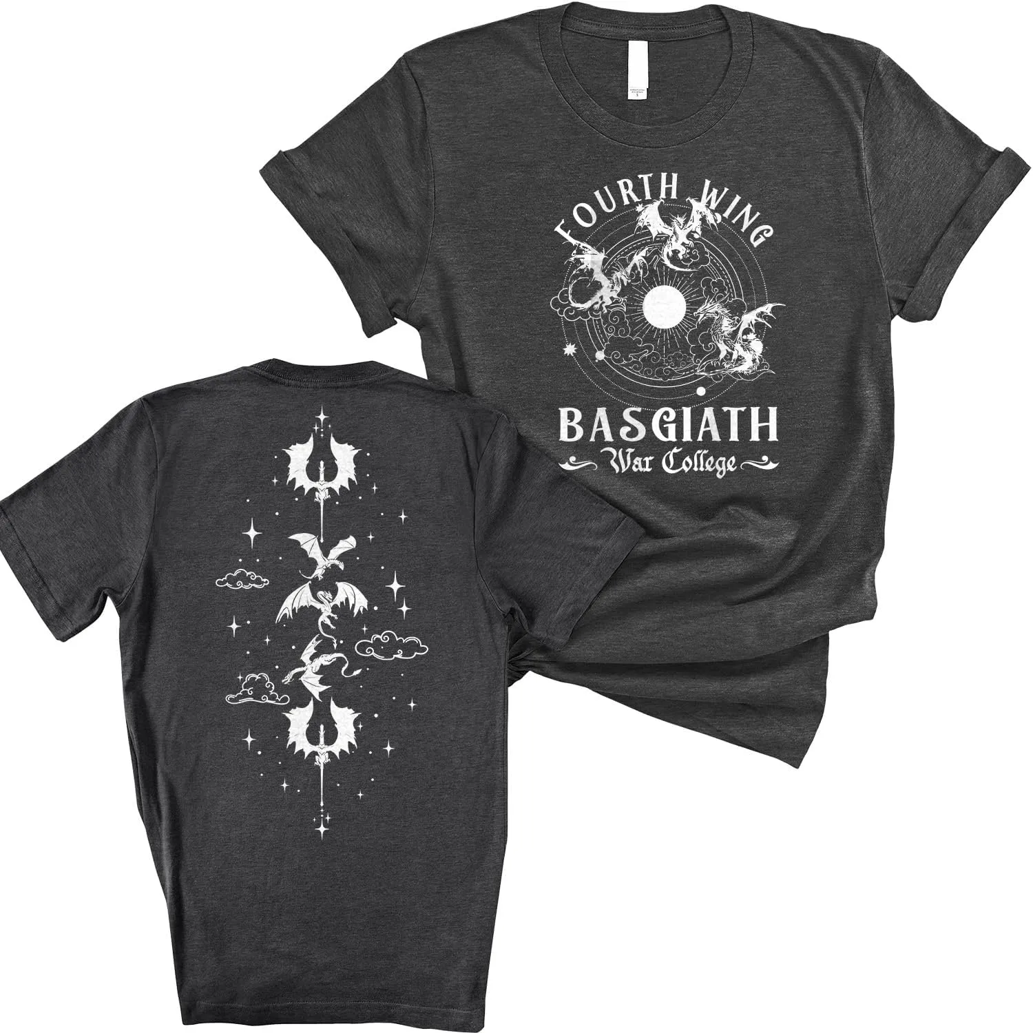 Fourth Wing Shirt - Vintage Basgiath War College 2 Sided Shirt, Dragon Rider Fourth Wing Bookish Shirt