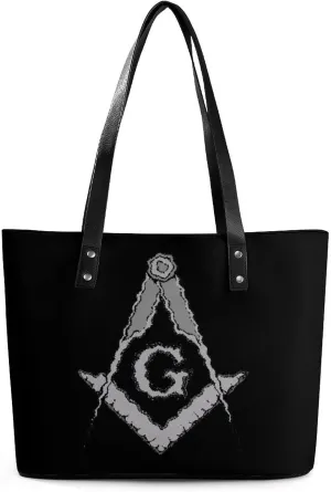 Freemason Sign Women's Tote Shoulder Bag Handbag Top Handle Leather 29 * 34 * 14cm