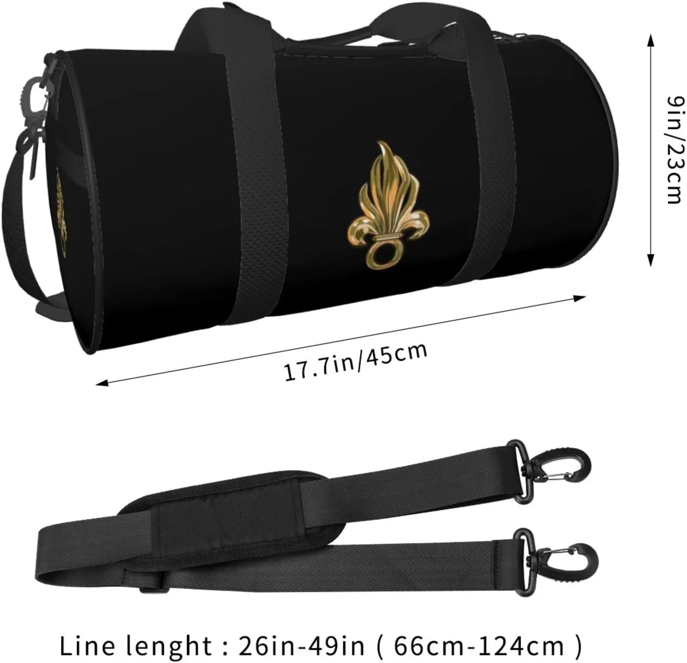 French Foreign Legion Logo Travel Luggage Duffel Bag Sports Rolling Foldable Duffel Bag, Black
