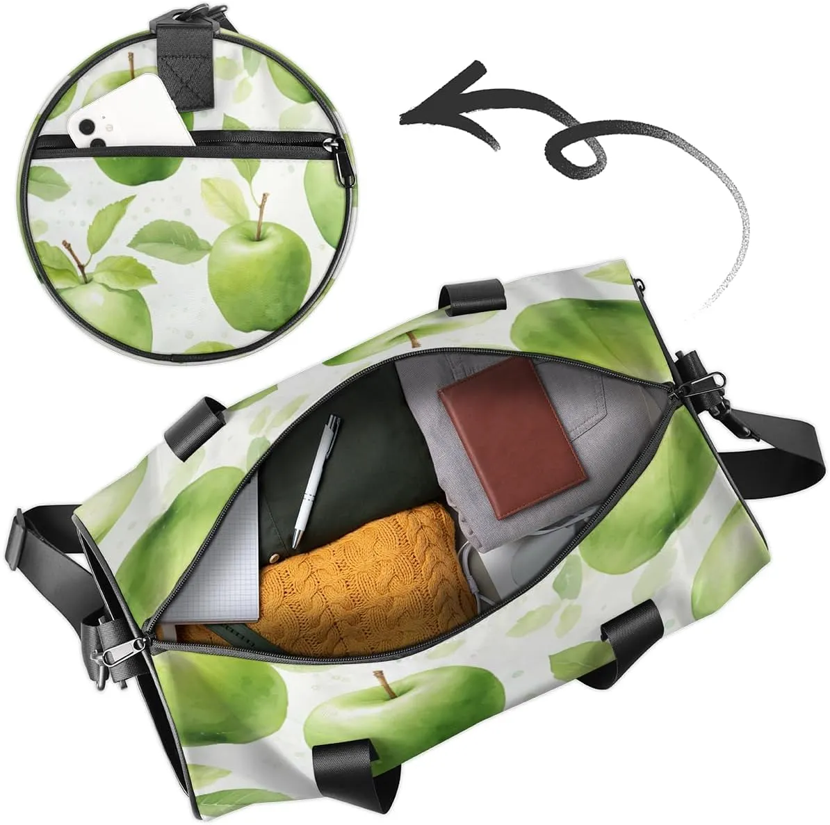 Fresh Apples Personalized Dance Bags, Fresh Apples Custom Sport Duffel Bag Travel Duffle Bag Overnight Weekender Bag