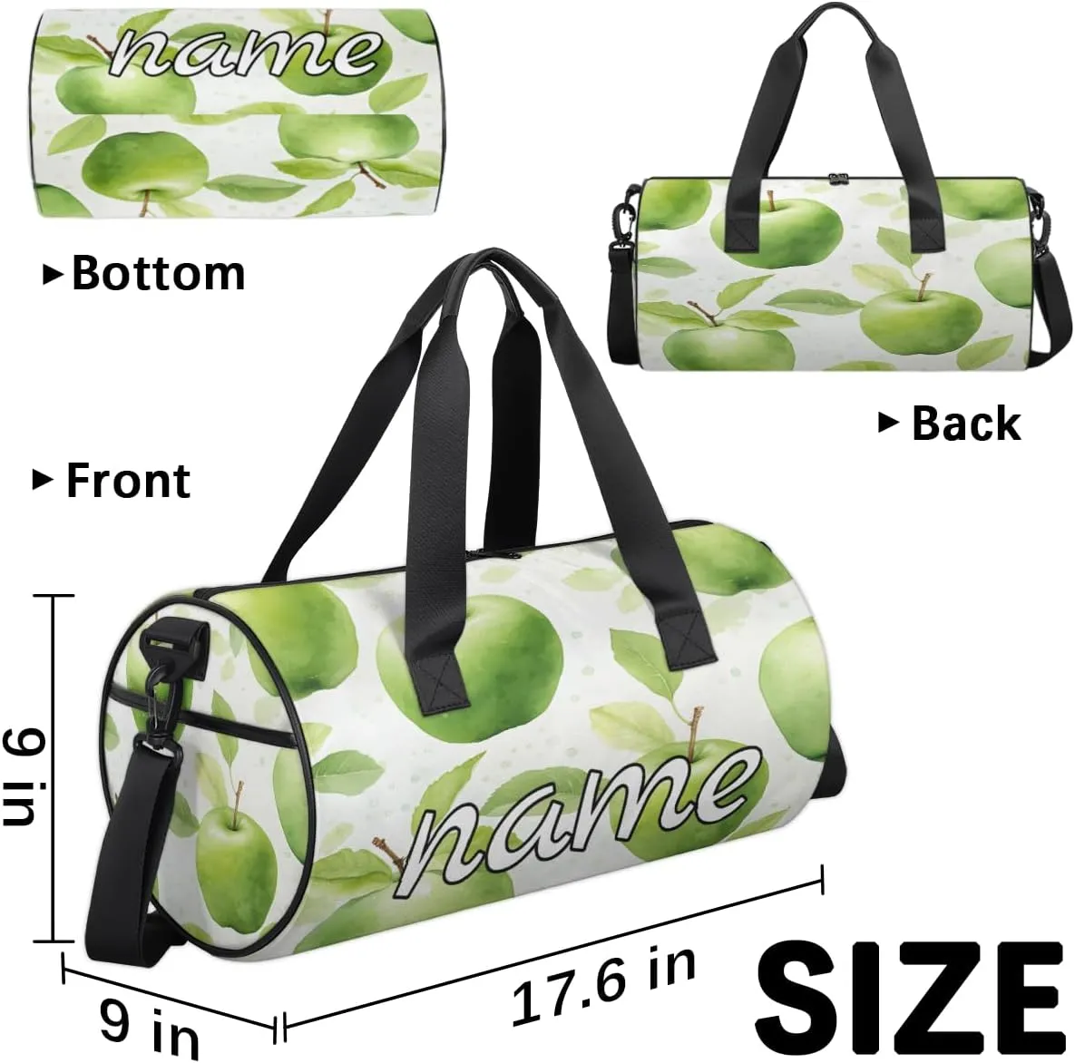 Fresh Apples Personalized Dance Bags, Fresh Apples Custom Sport Duffel Bag Travel Duffle Bag Overnight Weekender Bag