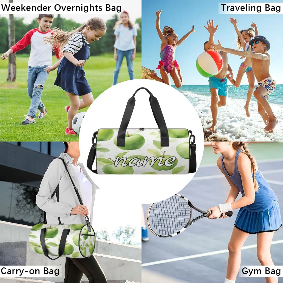 Fresh Apples Personalized Dance Bags, Fresh Apples Custom Sport Duffel Bag Travel Duffle Bag Overnight Weekender Bag