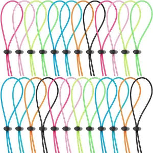 Frienda 24 Pcs Bungee Cord Strap Kit for Swim Goggles Adjustable Replacement Swimming Goggle Strap with 24 Cord Lock Clamps