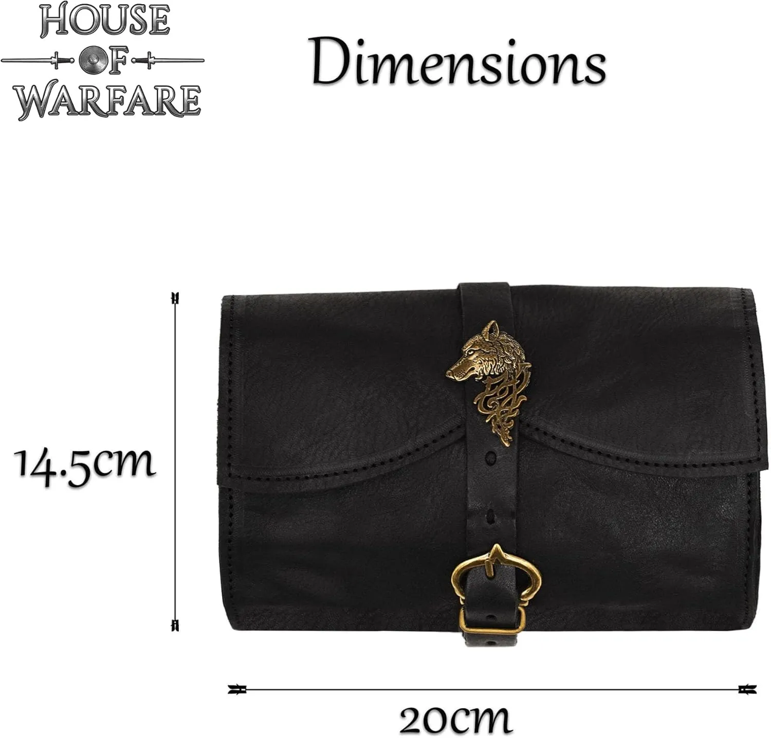 Full Grain Leather Belt Bag for Men & Women | Handmade Medieval LARP Pouch with Buckle for Cosplay & Renaissance Fair (Adventurer Wolf Bag)