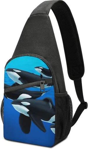 FunnyStar Orca Killer Whale Sling Bag Crossbody Backpack Shoulder Chest Daypack For Travel Hiking