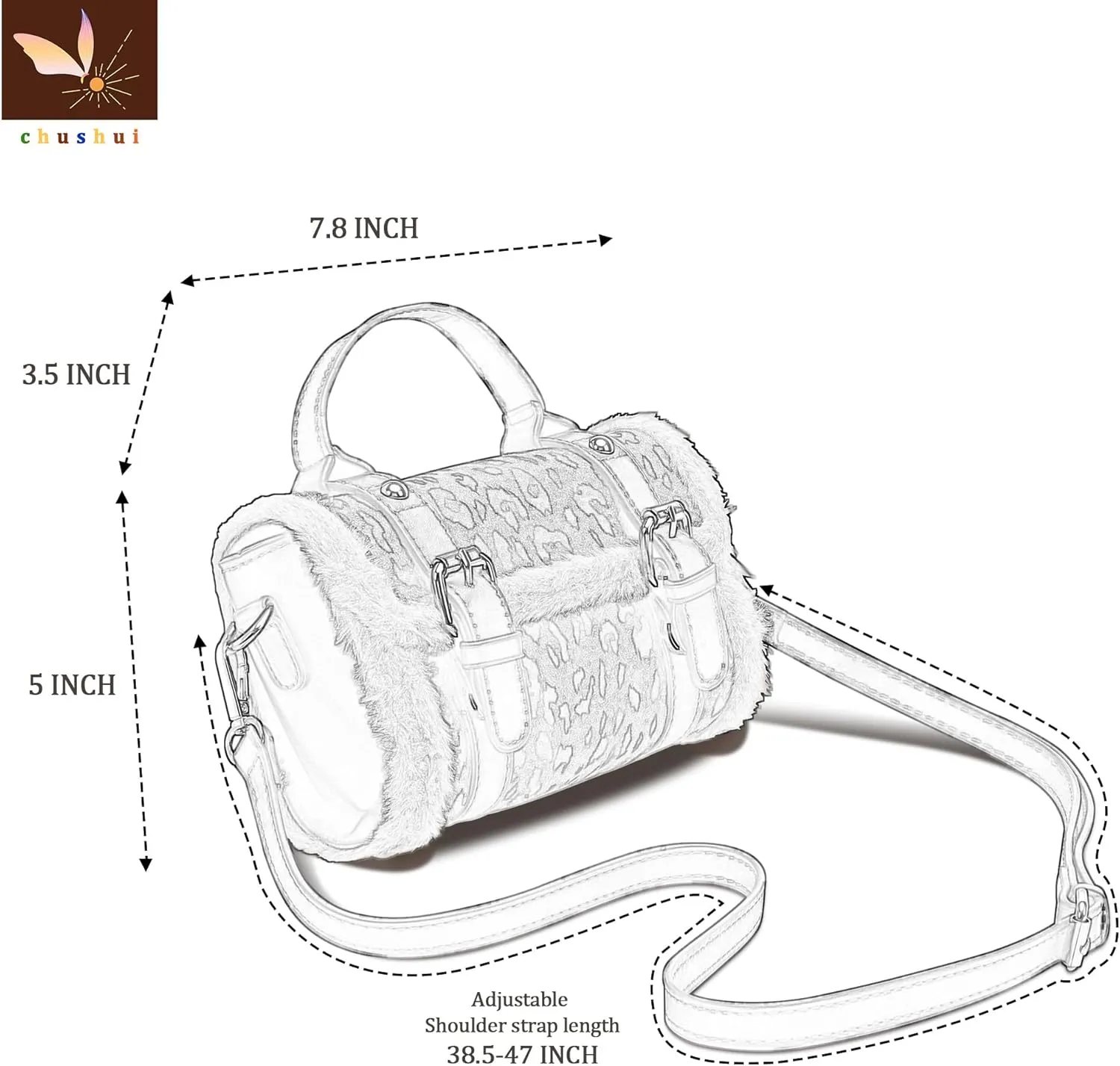 Fur Purse,Vintage-Revival Small Crossbody Bag,Top Handle Leather Handbag for Women
