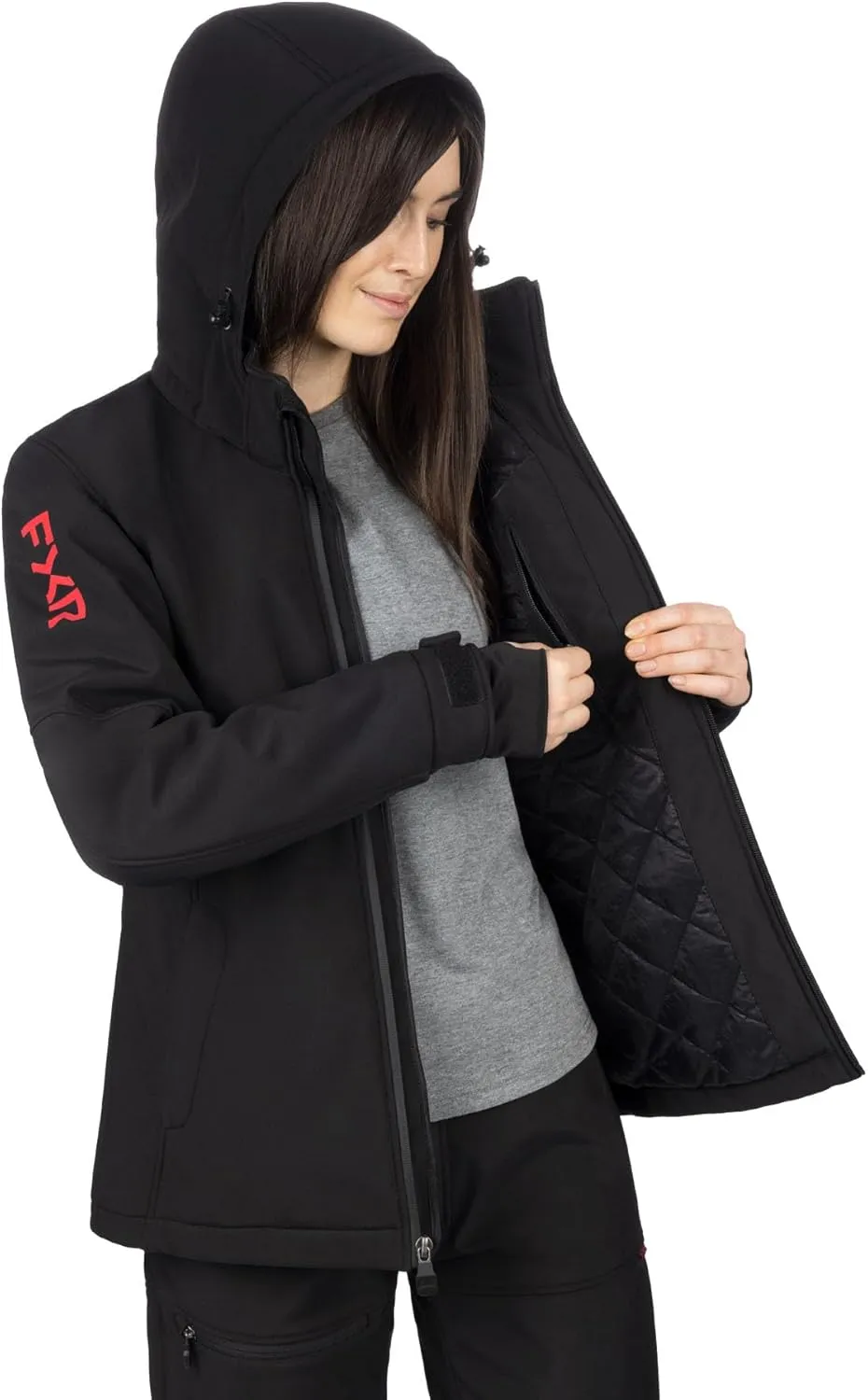 FXR Women's Vertical Pro Insulated Softshell Jacket 2025 (Black/Razz - Large)