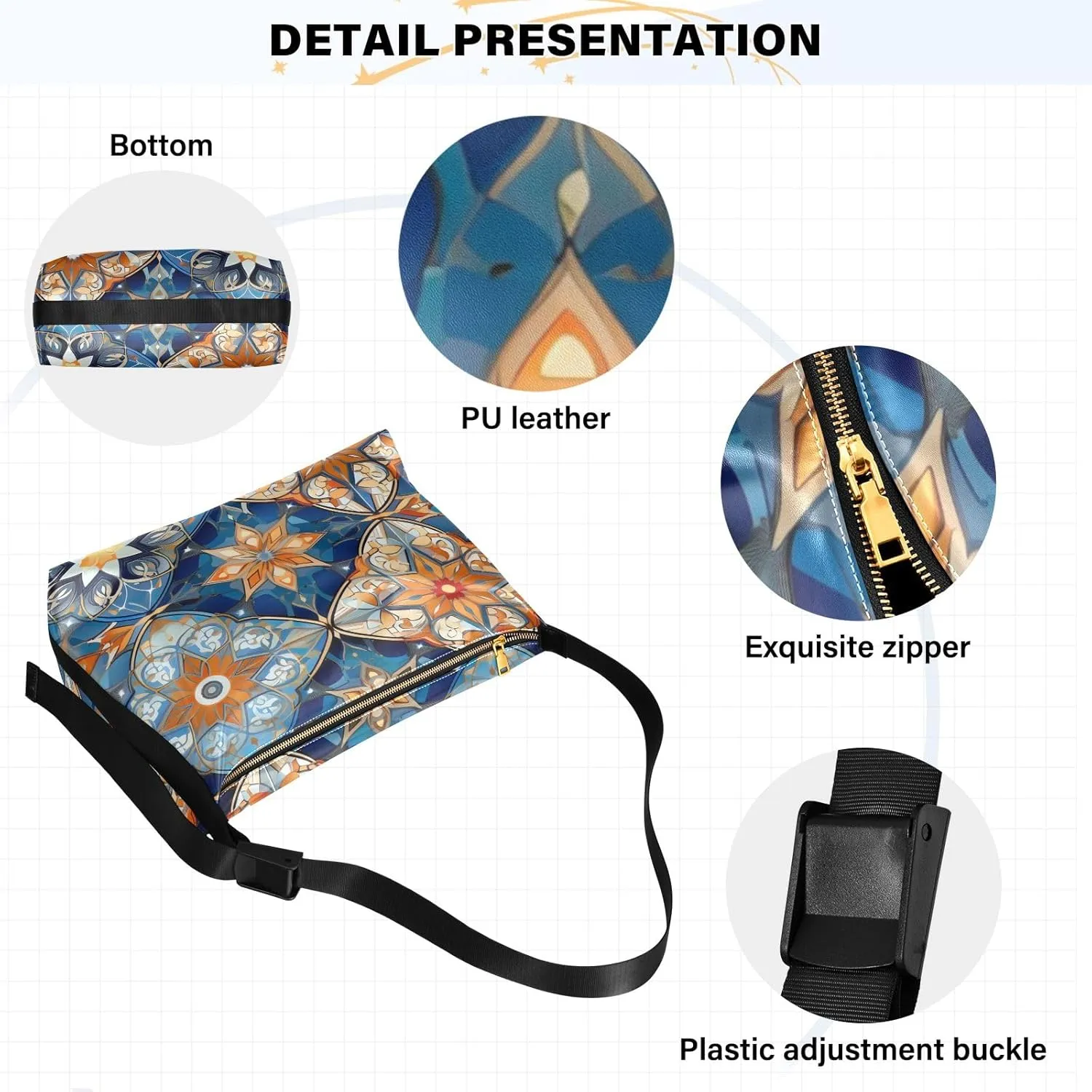 GAIGEO Fantasy Sea Of Clouds And Whale Shoulder Strap Bag, Men's Shoulder Bags, Leather Crossbody Bag