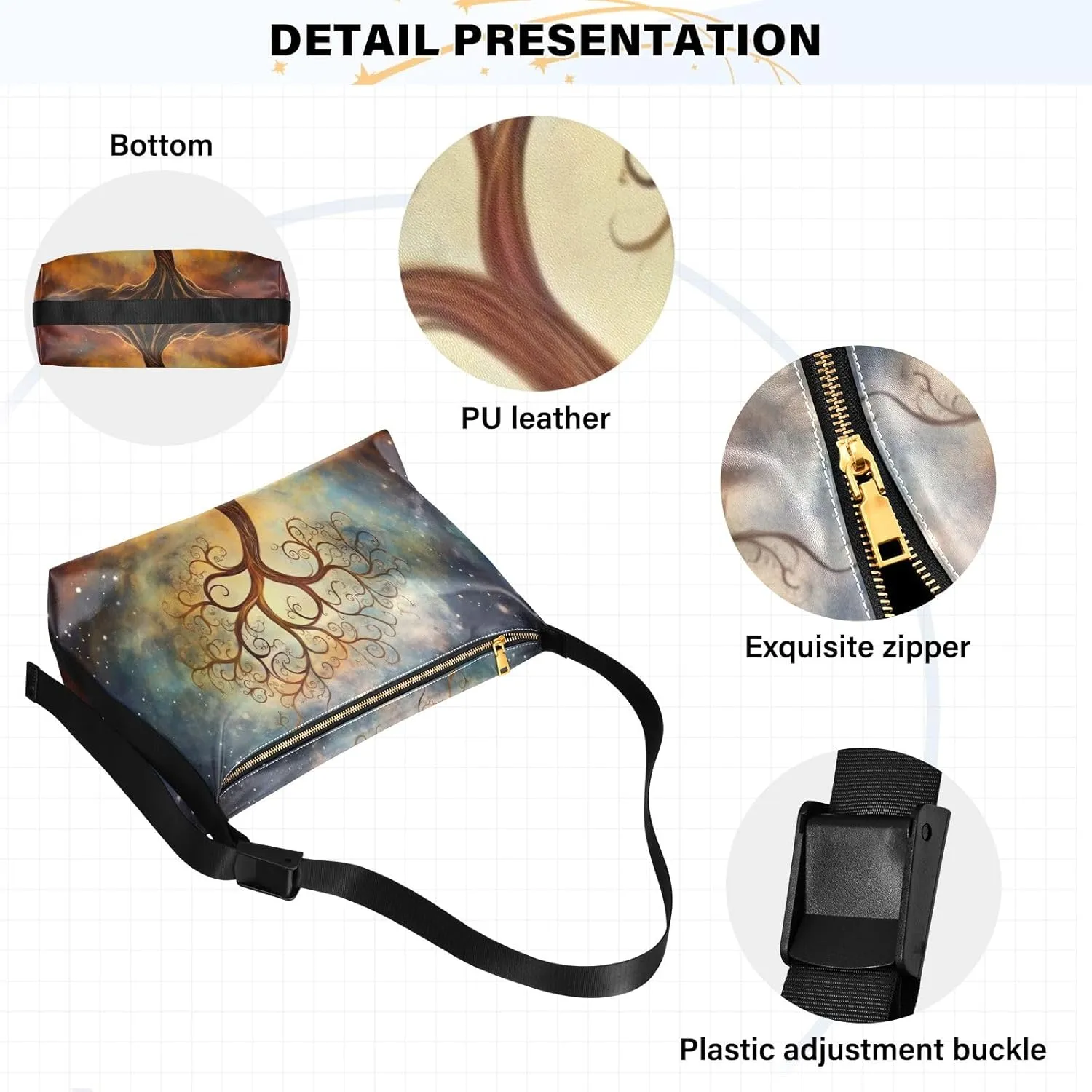 GAIGEO Watercolor Roses Shoulder Bag, Adjustable Shoulder Strap Bag, Leather Bag for Men Shoulder Bag