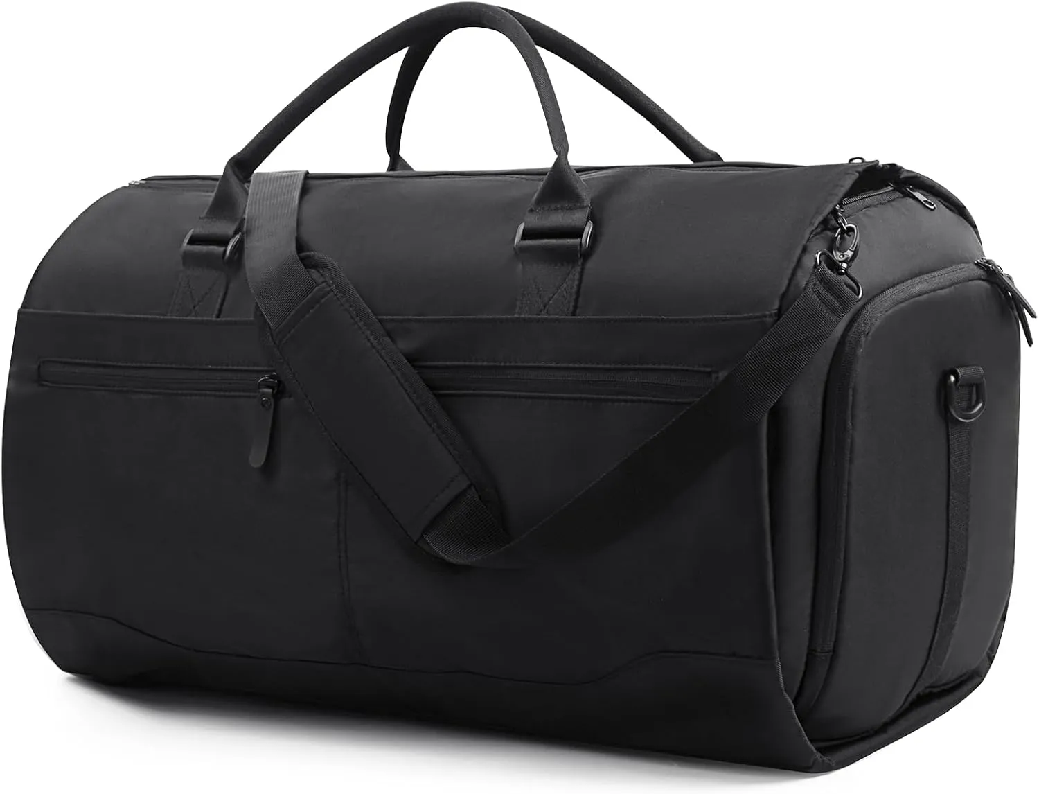 Garment Duffle Bag for Travel, Carry on Suit Bags with Shoe Compartment & Detachable Shoulder Strap, Travel 2 in 1 Convertible Garment Duffle Bag for Men Women（Black）