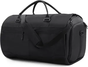 Garment Duffle Bag for Travel, Carry on Suit Bags with Shoe Compartment & Detachable Shoulder Strap, Travel 2 in 1 Convertible Garment Duffle Bag for Men Women（Black）