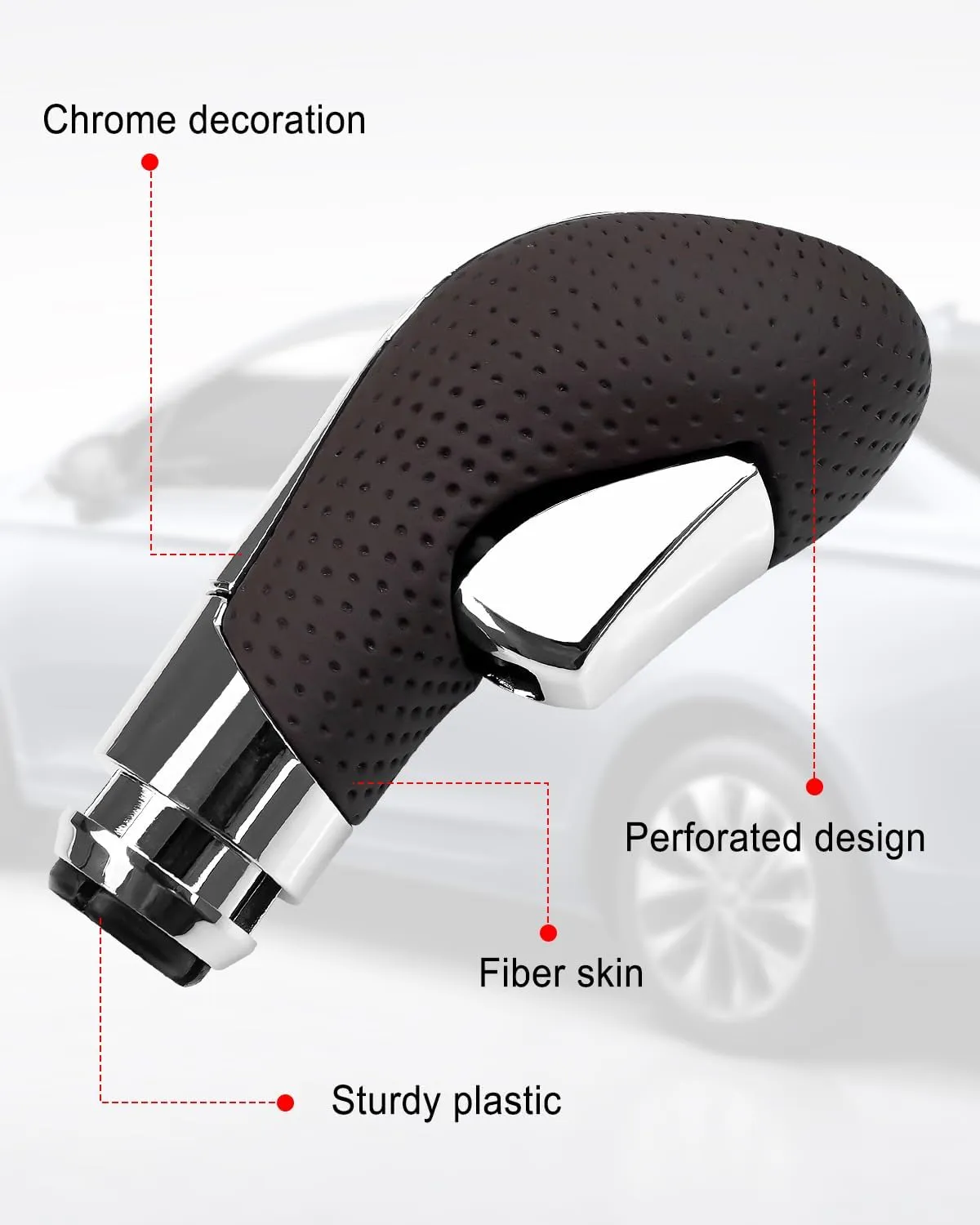 Gear Shifter Knob for Buick Verano 2012-2017 Gear Shift Knob Leather Car Stick Lever Handle Shifter Head Transmission Gear Shift Lever Knob, Perforated Leather Brown