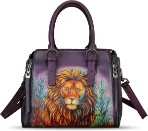 Genuine Leather Handbag for Women Hand Painted Leather Top Handle Purse Handmade Crossbody Satchel Tote Bag