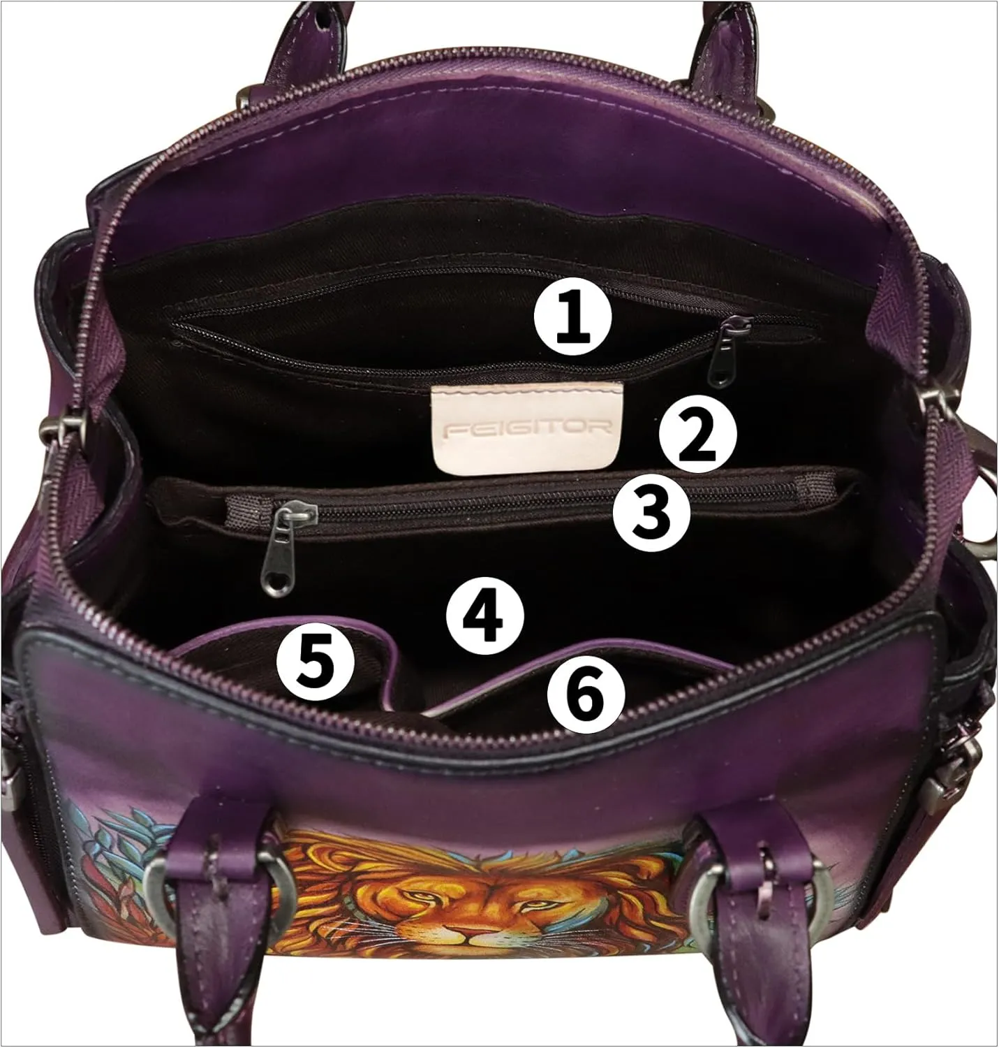 Genuine Leather Handbag for Women Hand Painted Leather Top Handle Purse Handmade Crossbody Satchel Tote Bag