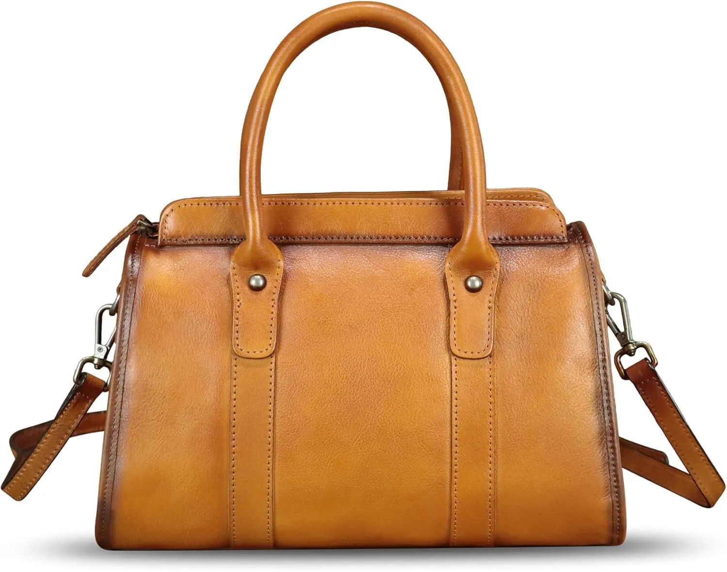 Genuine Leather Purses and Handbags for Women Vintage Handmade Leather Top Handle Purses Satchel Shoulder Bag with Strap