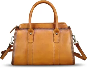 Genuine Leather Purses and Handbags for Women Vintage Handmade Leather Top Handle Purses Satchel Shoulder Bag with Strap