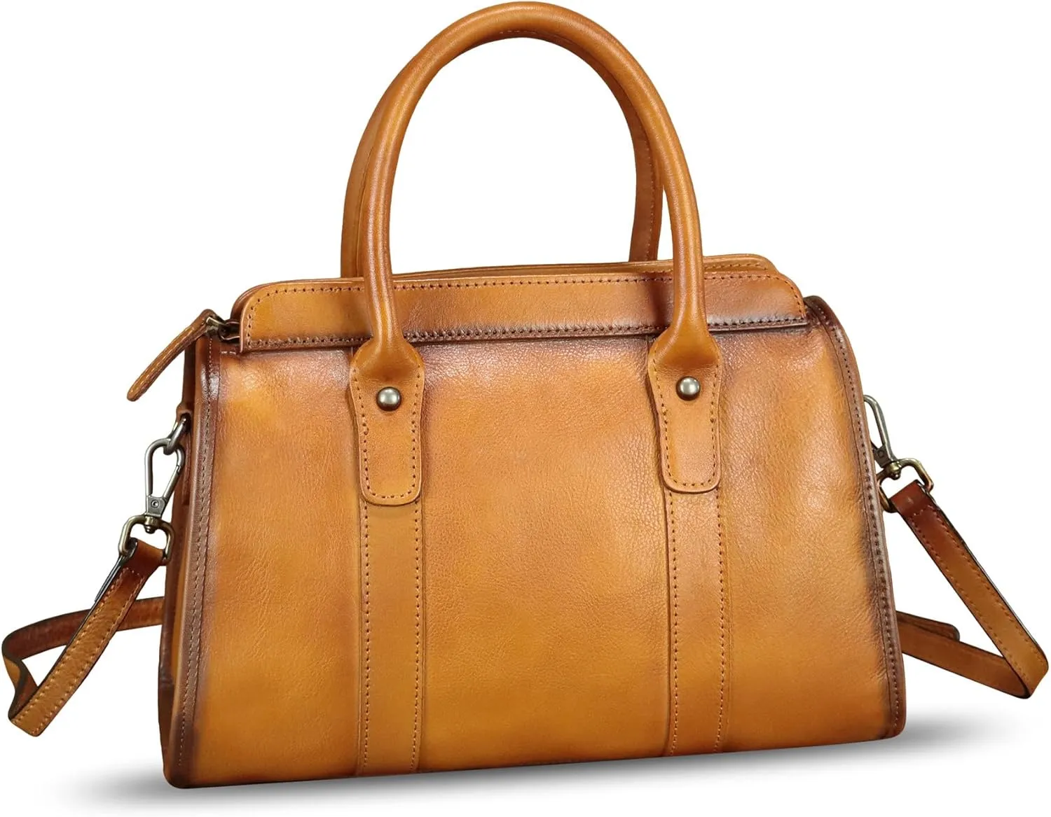 Genuine Leather Purses and Handbags for Women Vintage Handmade Leather Top Handle Purses Satchel Shoulder Bag with Strap