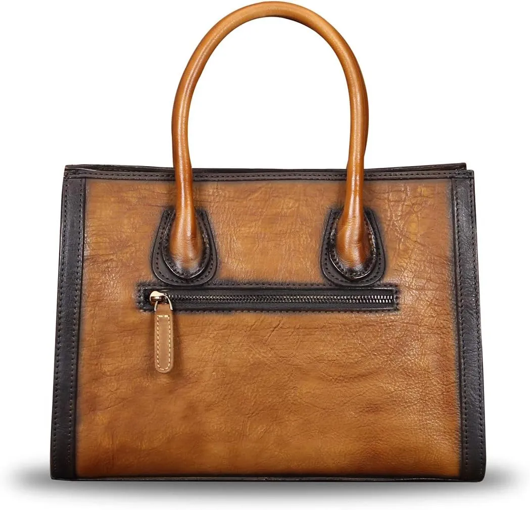 Genuine Leather Purses and Handbags for Women Vintage Real Leather Tote Bag Shoulder Bag Top Handle Satchel Purse