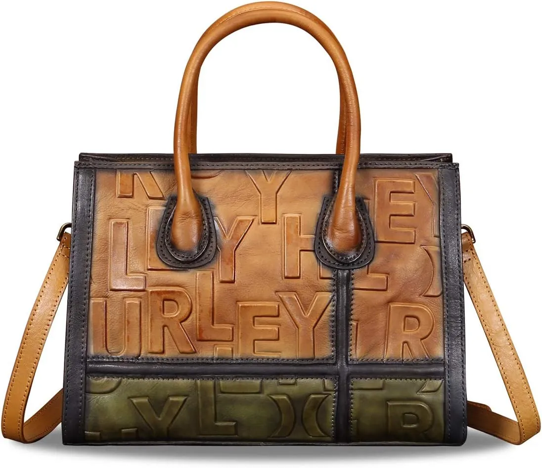 Genuine Leather Purses and Handbags for Women Vintage Real Leather Tote Bag Shoulder Bag Top Handle Satchel Purse