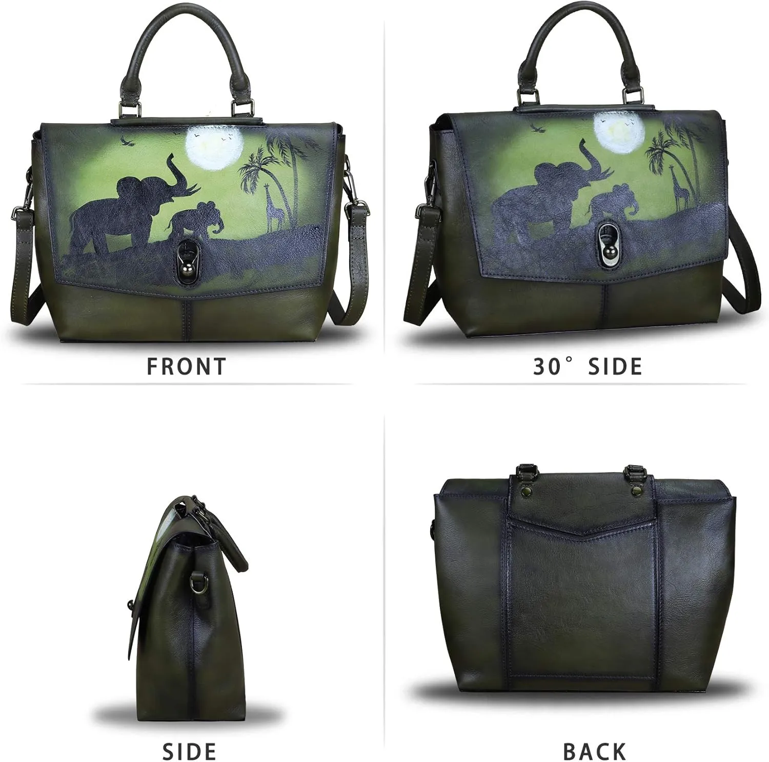 Genuine Leather Satchel Purses Handbags for Women Large Capacity Shoulder Bags Lady Work Top Handle Crossbody Bag