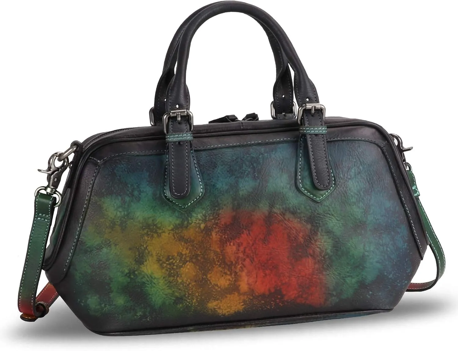 Genuine Leather Satchel Top Handle Handbag Purse for Women Handmade Retro Designer Large Capacity Crossbody Bags