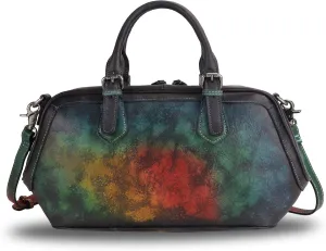 Genuine Leather Satchel Top Handle Handbag Purse for Women Handmade Retro Designer Large Capacity Crossbody Bags