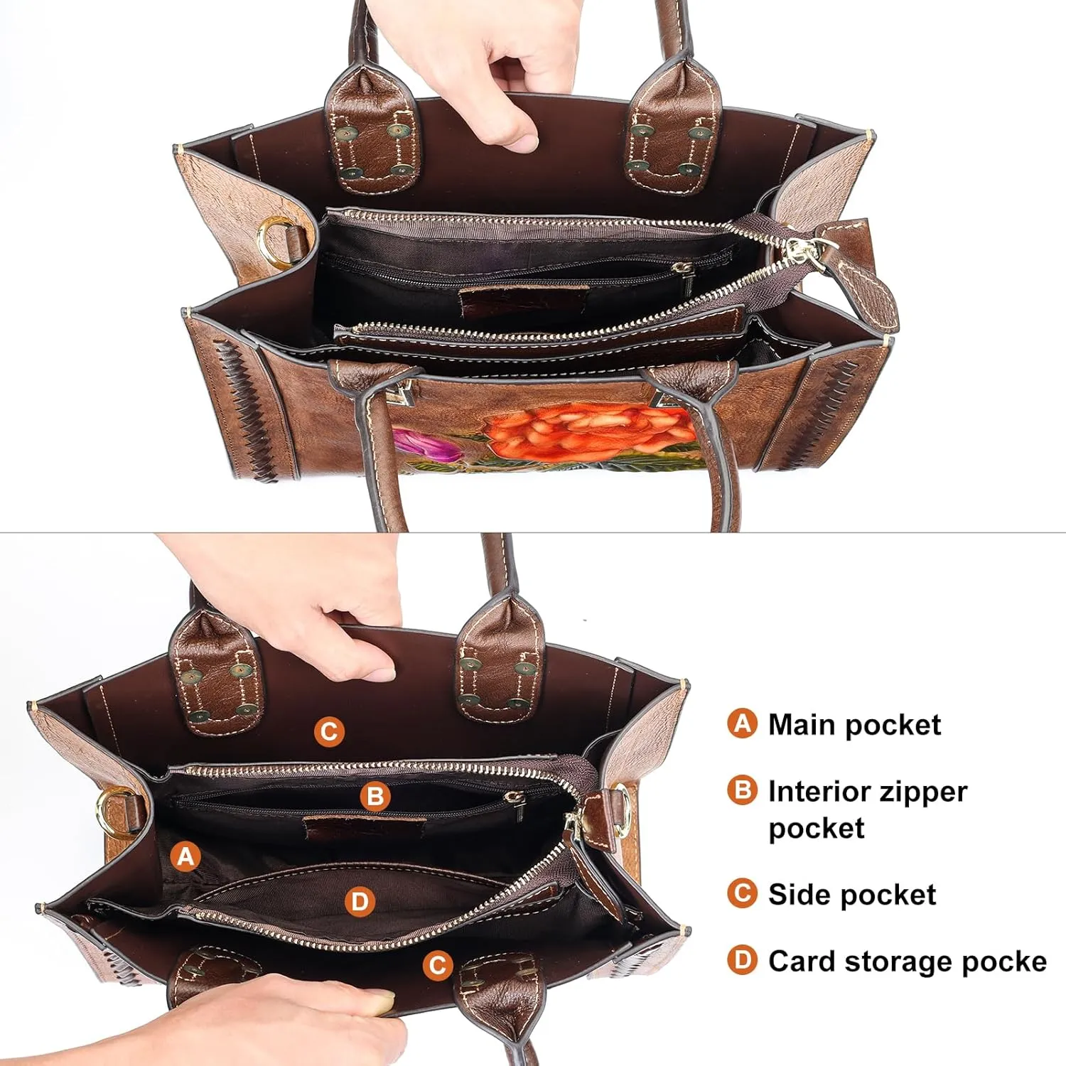 Genuine Leather Top Handle Satchel Handbag Crossbody Bag for Women
