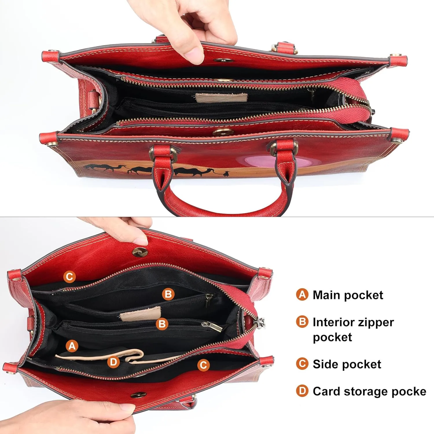 Genuine Leather Top Handle Satchel Handbag Crossbody Bag for Women