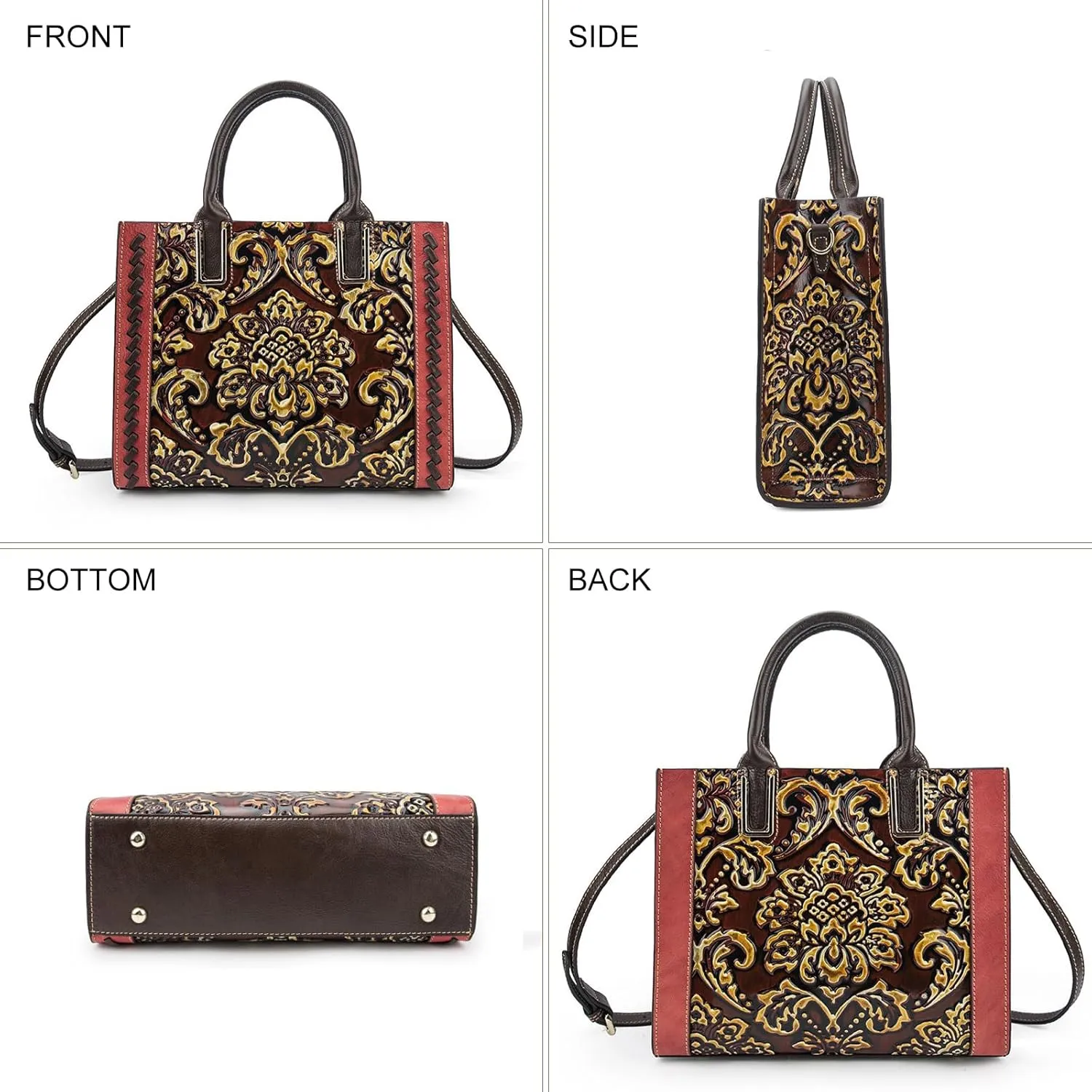 Genuine Leather Top Handle Satchel Handbag Crossbody Bag for Women