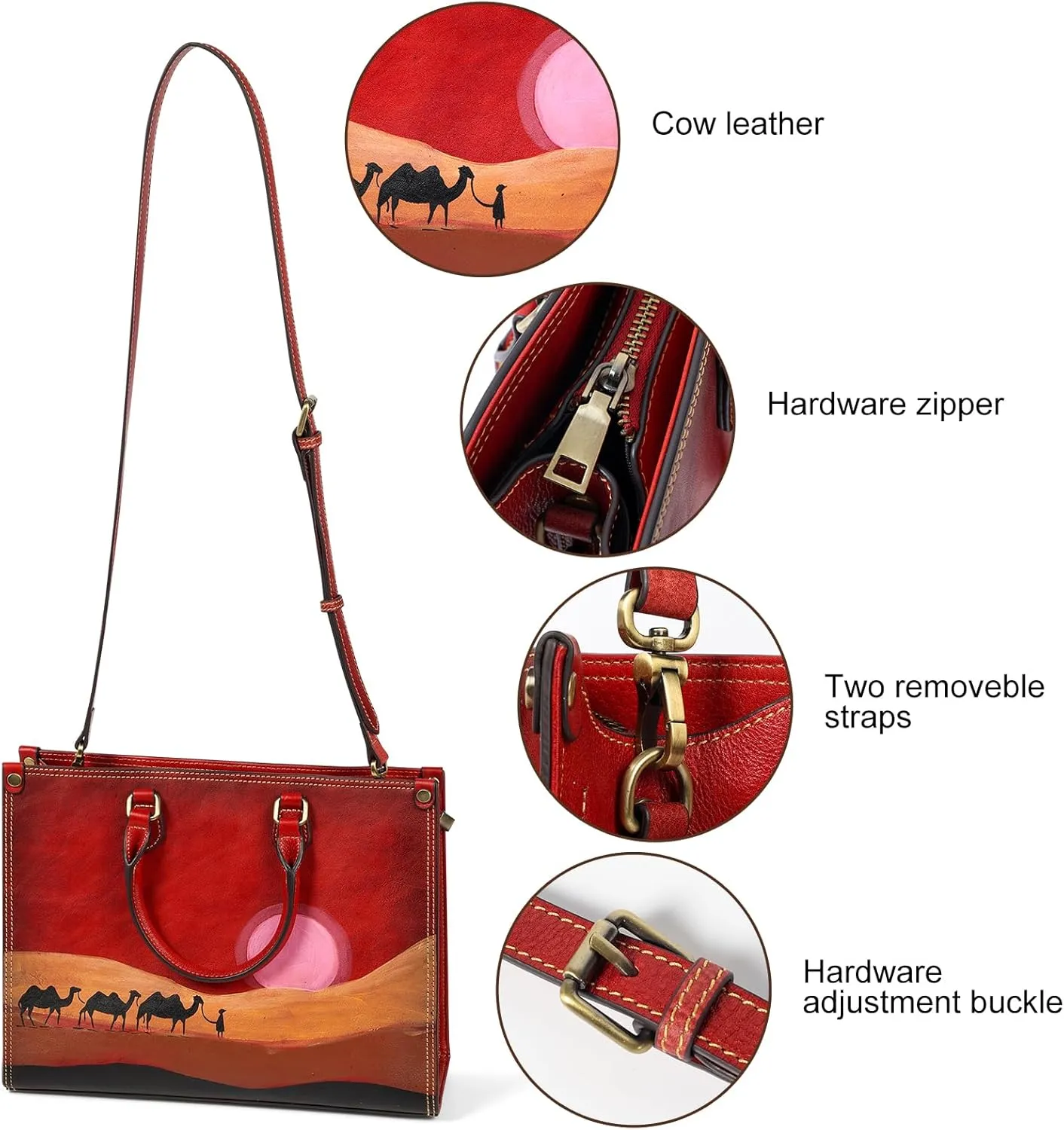 Genuine Leather Top Handle Satchel Handbag Crossbody Bag for Women