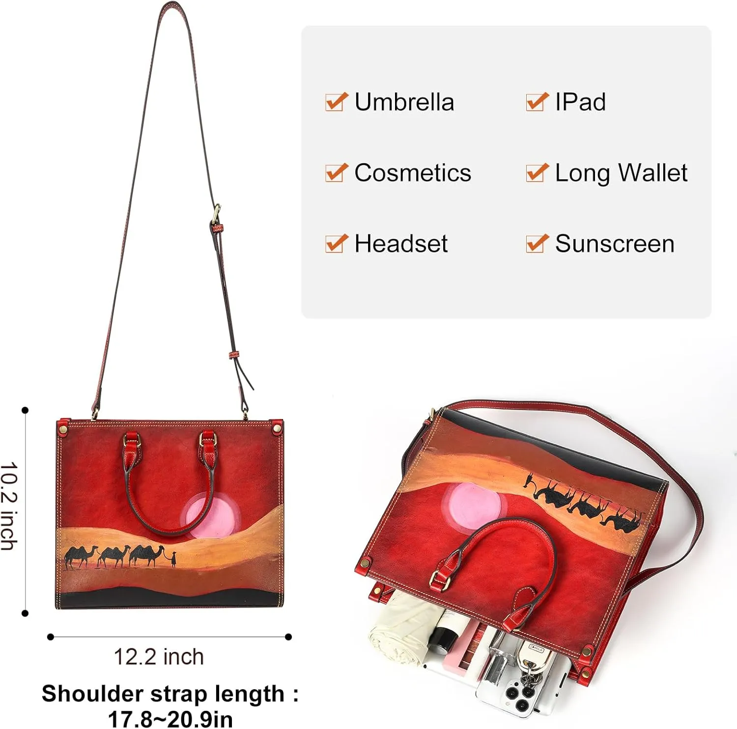 Genuine Leather Top Handle Satchel Handbag Crossbody Bag for Women