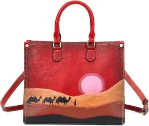 Genuine Leather Top Handle Satchel Handbag Crossbody Bag for Women