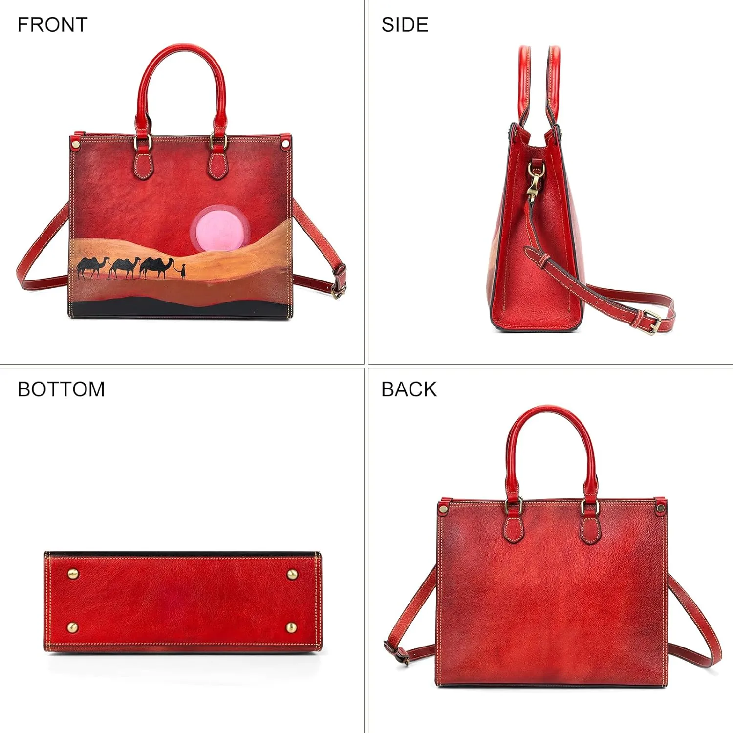 Genuine Leather Top Handle Satchel Handbag Crossbody Bag for Women