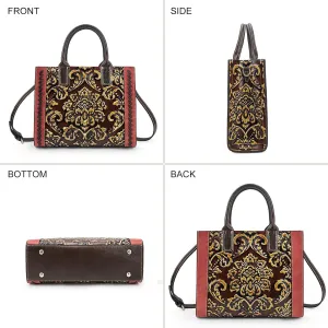 Genuine Leather Top Handle Satchel Handbag Crossbody Bag for Women