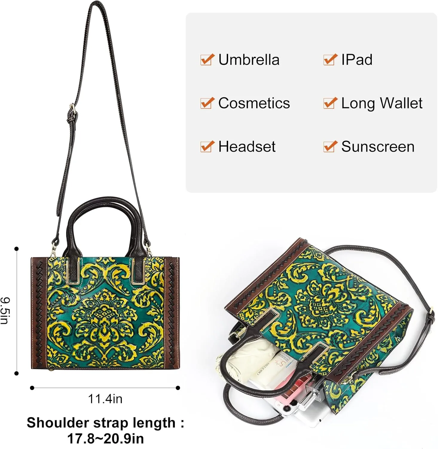 Genuine Leather Top Handle Satchel Handbag Crossbody Bag for Women