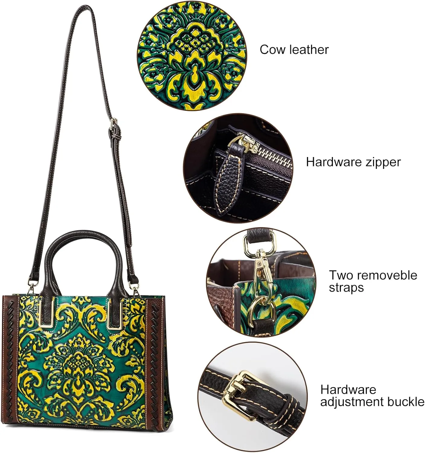 Genuine Leather Top Handle Satchel Handbag Crossbody Bag for Women