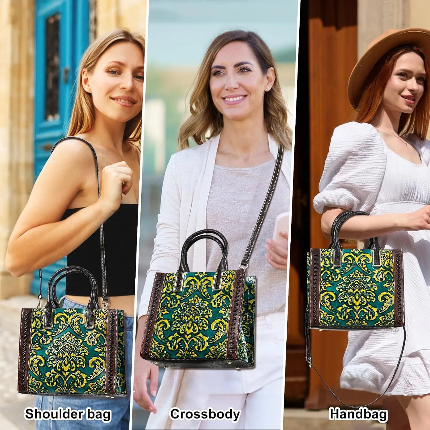 Genuine Leather Top Handle Satchel Handbag Crossbody Bag for Women