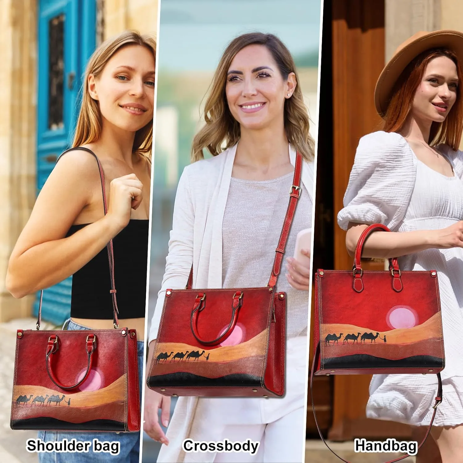 Genuine Leather Top Handle Satchel Handbag Crossbody Bag for Women