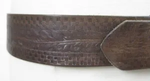 Genuine vintage 70s leather belt southewestern boho stamped design