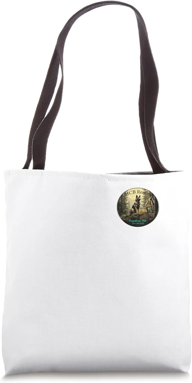 German Shepherd on Excavator Logo Tote Bag