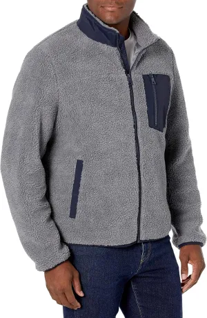 G.H. Bass & Co. Men's All Over Sherpa Mixed Media Stand Collar Jacket