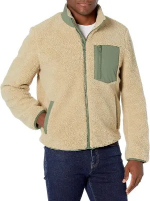 G.H. Bass & Co. Men's All Over Sherpa Mixed Media Stand Collar Jacket
