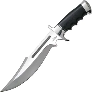 GIL HIBBEN Legionnaire Bowie Knife and Leather Belt Sheath - 7Cr17 Stainless Steel Blade, Pakkawood Handle, Mirror Finished Steel Guard And Pommel, For Your Hibben Knives Collection - Length 14 7/10