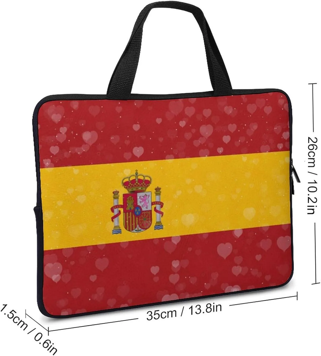 Glittering Heart Spain Laptop Bag Laptop Case Computer Messenger Bag with Adjustable Shoulder Strap