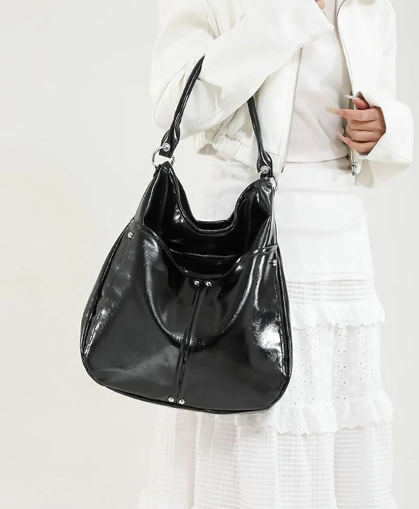 Glossy Tote Bags for Women Large Top-handle Shoulder Bag Commuter Purse Ladies Hobo Bag Work Tote Bag Travel Bag Trendy